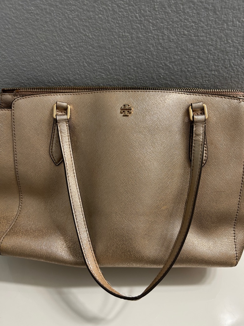 Tory Burch Metallic Bronze Tote with Double Handles REHAB Project